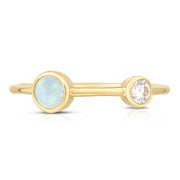 Bezel Set Opal and Diamond Ring
