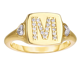 Heart Diamond Signet Ring