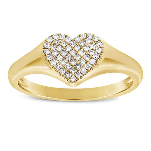 Pavé Diamond Heart Signet Ring – Alexandra Beth