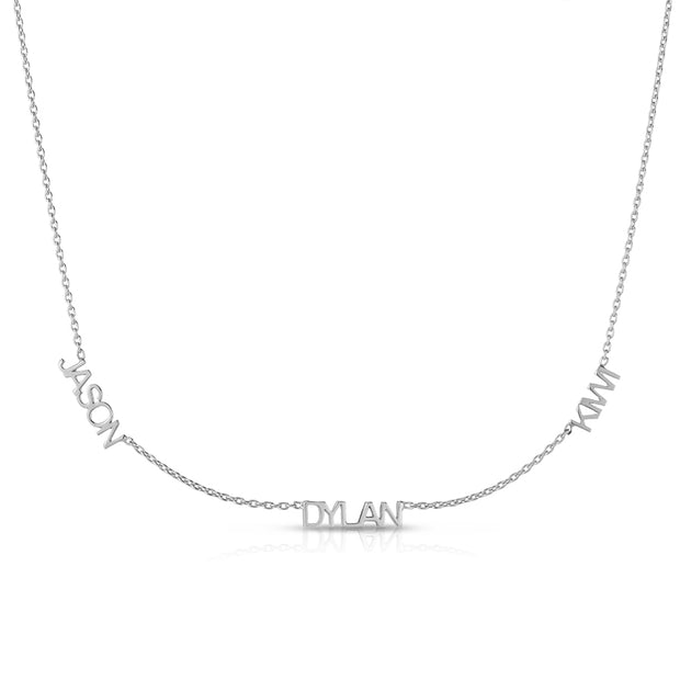 Solid Triple Block Name Necklace