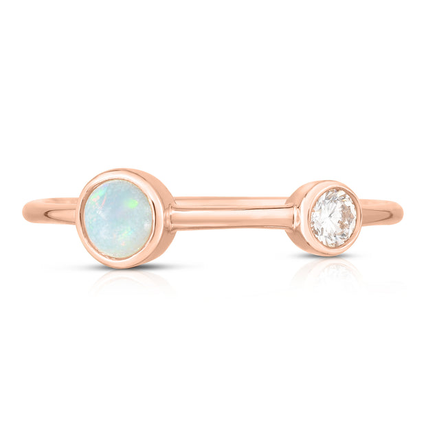 Bezel Set Opal and Diamond Ring